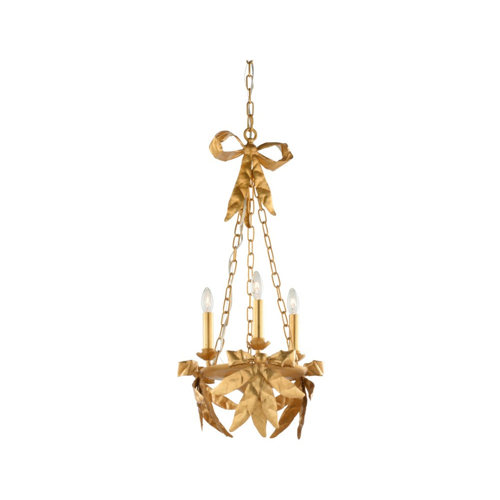 Chelsea House Bow Bow Chandelier — Handcrafted Gold Leaf Iron Bows, Sculptural Pendant Lighting For Entryway Or Dining 70244
