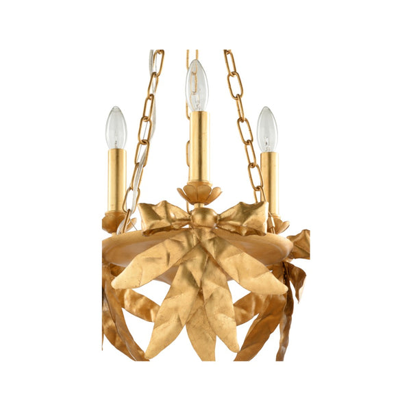 Chelsea House Bow Bow Chandelier — Handcrafted Gold Leaf Iron Bows, Sculptural Pendant Lighting For Entryway Or Dining 70244