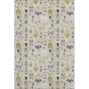 HomeRoots 8' X 10' Beige Gold and Gray Floral Area Rug – Washable, UV-Protected, Durable for Busy Homes 702441