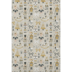 HomeRoots 8' X 10' Beige Gold and Gray Floral Area Rug – Washable, UV-Protected, Durable for Busy Homes 702441