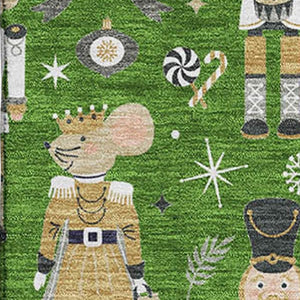 HomeRoots 5' X 8' Washable Floral Area Rug with UV Protection - Elegant Green, Gold & Gray Design for Homes 702445