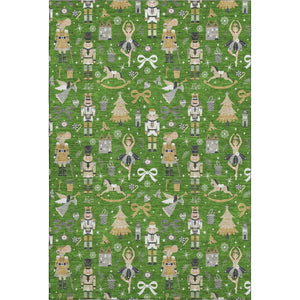 HomeRoots 9' X 12' Washable Floral Area Rug in Green, Gold & Gray – UV Protected, Durable, Pet-Friendly Design 702448