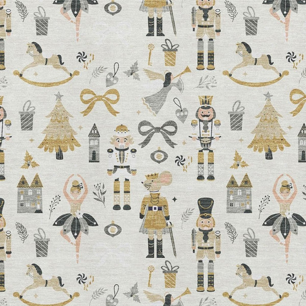 HomeRoots 10' X 14' Washable Ivory Gold Gray Floral Area Rug with UV Protection for Elegant Living Spaces 702455