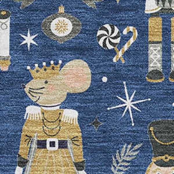 HomeRoots 9' X 12' Washable Navy Blue Floral Area Rug with UV Protection - Durable, Pet-Friendly & Stylish Design 702460