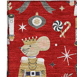 HomeRoots 8' X 10' Elegant Floral Area Rug in Red, Gold & Gray – Washable, Stain Resistant with UV Protection! 702465