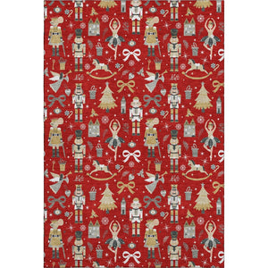 HomeRoots 10' X 14' Floral Area Rug in Red, Gold & Gray - Washable, UV Protected, Durable & Stylish Décor Piece 702467