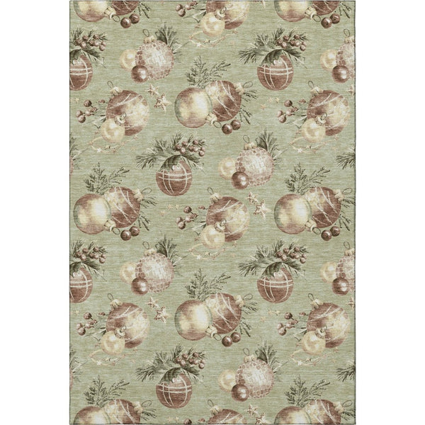 HomeRoots 8' X 10' Artichoke Green Polka Dot Rug - Durable, Stain-Resistant, UV Protected for Indoor & Outdoor Use 702471