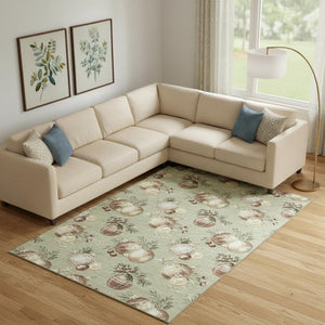 HomeRoots 10' X 14' Artichoke Green Polka Dot Washable Area Rug with UV Protection for High-Traffic Spaces 702473