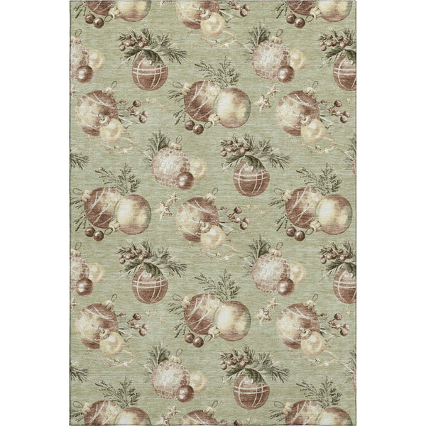 HomeRoots 10' X 14' Artichoke Green Polka Dot Washable Area Rug with UV Protection for High-Traffic Spaces 702473