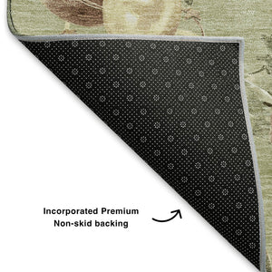 HomeRoots 10' X 14' Artichoke Green Polka Dot Washable Area Rug with UV Protection for High-Traffic Spaces 702473