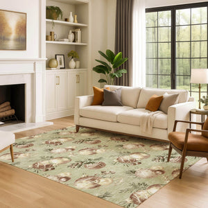 HomeRoots 10' X 14' Artichoke Green Polka Dot Washable Area Rug with UV Protection for High-Traffic Spaces 702473