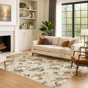 HomeRoots 5' X 8' Beige Brown Ivory Polka Dot Area Rug - Stain Resistant, UV Protected, Easy-Care Design! 702475
