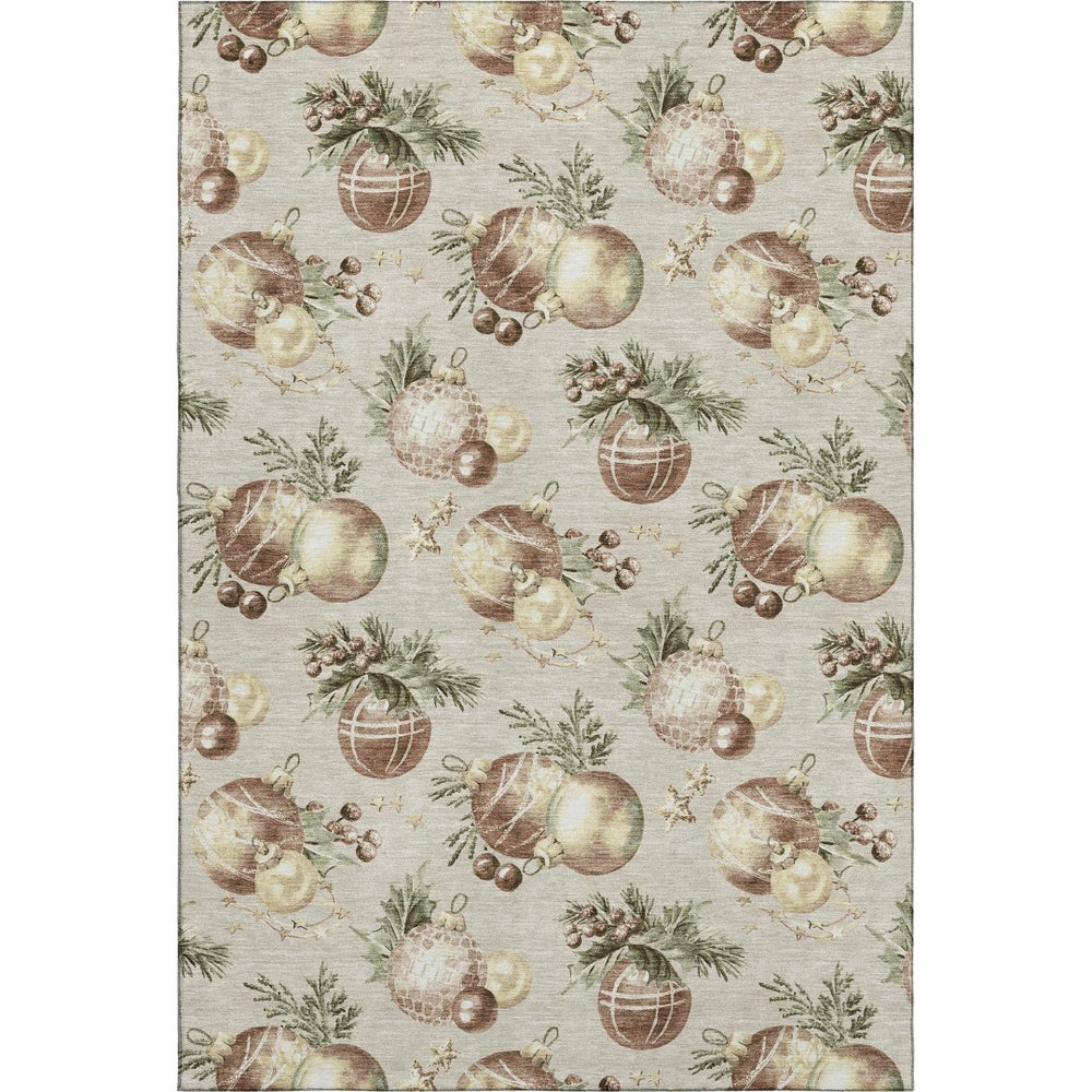 HomeRoots 9' X 12' Washable Polka Dot Area Rug in Beige, Brown & Ivory - Durable, UV-Protected & Stylish 702478