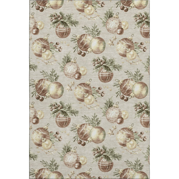 HomeRoots 9' X 12' Washable Polka Dot Area Rug in Beige, Brown & Ivory - Durable, UV-Protected & Stylish 702478