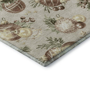 HomeRoots 9' X 12' Washable Polka Dot Area Rug in Beige, Brown & Ivory - Durable, UV-Protected & Stylish 702478