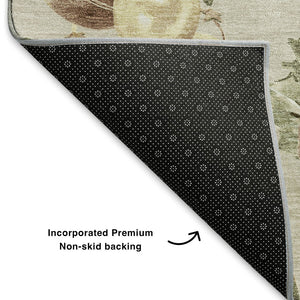 HomeRoots 10' Washable Beige Brown Ivory Polka Dot Area Rug - Durable, UV Protected, Stain Resistant Design! 702479