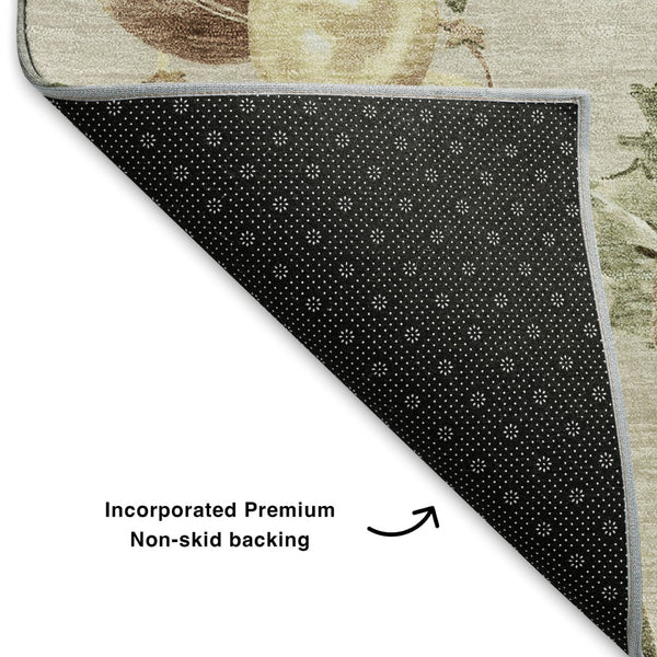 HomeRoots 10' Washable Beige Brown Ivory Polka Dot Area Rug - Durable, UV Protected, Stain Resistant Design! 702479
