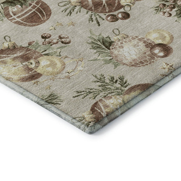 HomeRoots 10' Washable Beige Brown Ivory Polka Dot Area Rug - Durable, UV Protected, Stain Resistant Design! 702479
