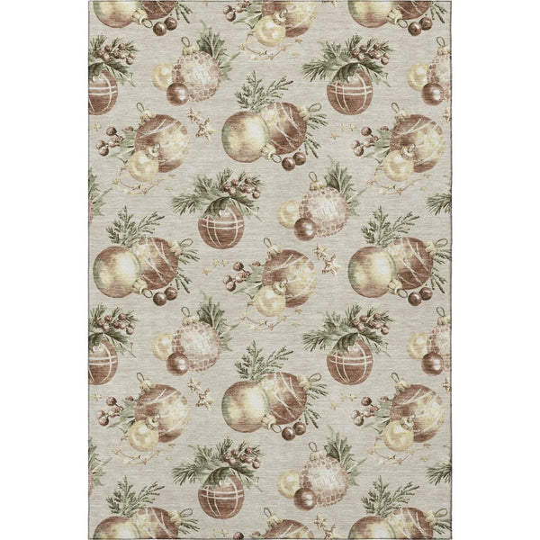 HomeRoots 10' Washable Beige Brown Ivory Polka Dot Area Rug - Durable, UV Protected, Stain Resistant Design! 702479