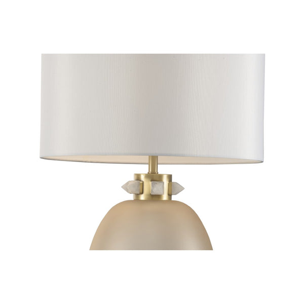 Chelsea House Cameron Amber Glass Table Lamp With Crystal Collar & Antique Brass Accents, White Shade 28" H 70248