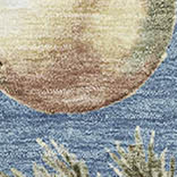 HomeRoots 5' X 8' Denim Blue Brown Beige Polka Dot Area Rug - Stylish, Durable, UV Protected & Easy Care! 702481