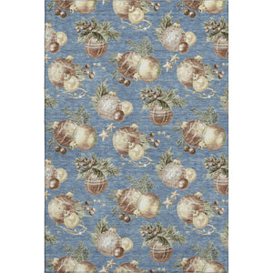 HomeRoots 8' X 10' Denim Blue Brown Beige Polka Dot Area Rug - Washable, UV Protected, Non-Slip, Durable Design 702483