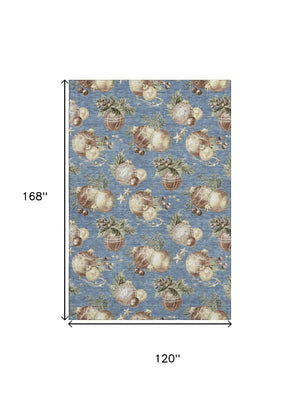 HomeRoots 10' Washable Denim Blue Polka Dot Area Rug - Durable, Stain Resistant, UV Protected for Any Space 702485