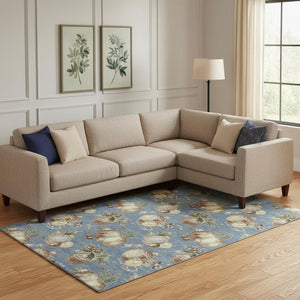 HomeRoots 10' Washable Denim Blue Polka Dot Area Rug - Durable, Stain Resistant, UV Protected for Any Space 702485