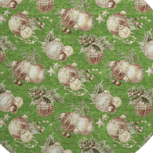 HomeRoots 8' Washable Round Rug in Green, Brown & Beige Polka Dots - UV Protected, Durable & Non-Slip Design 702488