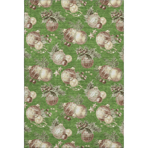 HomeRoots 8' X 10' Washable Polka Dot Area Rug in Green, Brown & Beige – Durable, UV Protected for All Spaces 702489