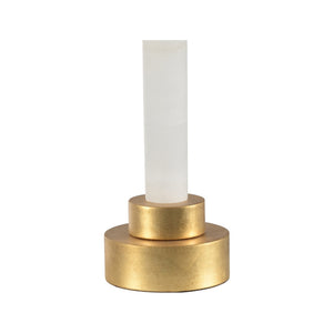 Chelsea House Jackie Hand-Carved Alabaster Column Lamp With Crystal Collar & Antique Gold Leaf — 34" Ambient Glow 70249