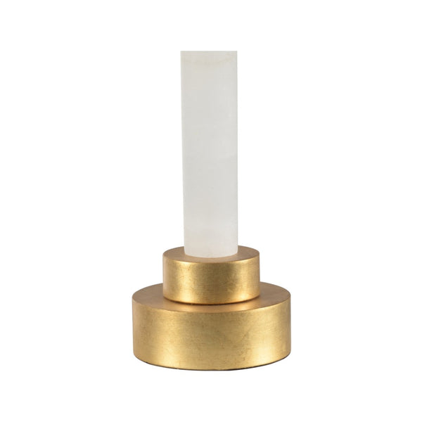 Chelsea House Jackie Hand-Carved Alabaster Column Lamp With Crystal Collar & Antique Gold Leaf — 34" Ambient Glow 70249