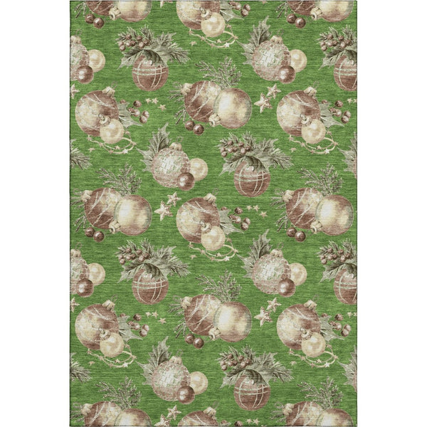 HomeRoots 10' X 14' Washable Polka Dot Area Rug in Green, Brown, & Beige – UV Protected, Non-Slip, Family-Friendly 702491