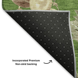 HomeRoots 10' X 14' Washable Polka Dot Area Rug in Green, Brown, & Beige – UV Protected, Non-Slip, Family-Friendly 702491
