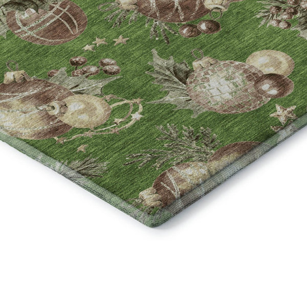 HomeRoots 10' X 14' Washable Polka Dot Area Rug in Green, Brown, & Beige – UV Protected, Non-Slip, Family-Friendly 702491