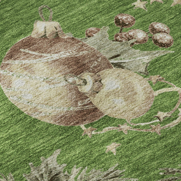 HomeRoots 10' X 14' Washable Polka Dot Area Rug in Green, Brown, & Beige – UV Protected, Non-Slip, Family-Friendly 702491