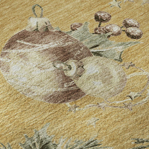 HomeRoots 8' Gold Brown and Beige Polka Dot Washable Round Rug - Durable, UV-Protected, Perfect for Kids & Pets 702494