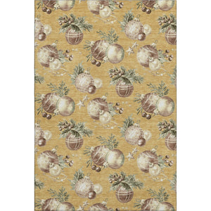 HomeRoots 9' X 12' Playful Gold Brown Beige Polka Dot Washable Area Rug with UV Protection for Family Spaces 702496