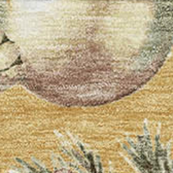 HomeRoots 9' X 12' Playful Gold Brown Beige Polka Dot Washable Area Rug with UV Protection for Family Spaces 702496