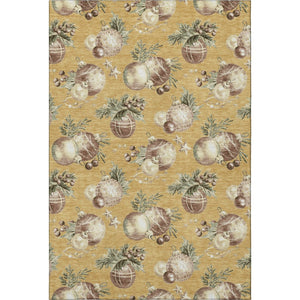 HomeRoots 9' X 12' Playful Gold Brown Beige Polka Dot Washable Area Rug with UV Protection for Family Spaces 702496