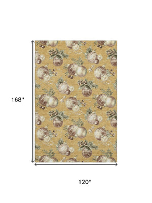 HomeRoots 10' Gold Brown & Beige Polka Dot Area Rug – Washable, UV Protected, Durable for Busy Homes & Families 702497