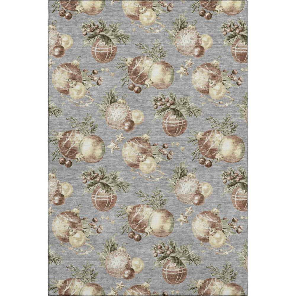 HomeRoots 5' X 8' Chic Gray Brown Beige Polka Dot Area Rug - Washable, UV Protected, Family-Friendly Design! 702499