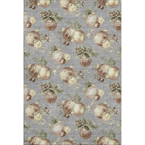 HomeRoots 5' X 8' Chic Gray Brown Beige Polka Dot Area Rug - Washable, UV Protected, Family-Friendly Design! 702499