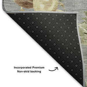 HomeRoots 5' X 8' Chic Gray Brown Beige Polka Dot Area Rug - Washable, UV Protected, Family-Friendly Design! 702499