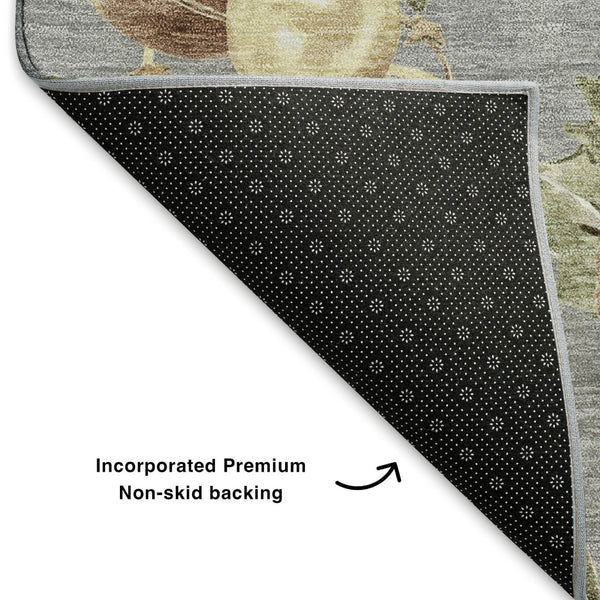 HomeRoots 5' X 8' Chic Gray Brown Beige Polka Dot Area Rug - Washable, UV Protected, Family-Friendly Design! 702499