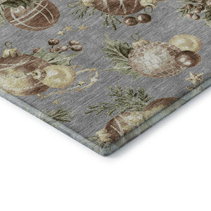 HomeRoots 5' X 8' Chic Gray Brown Beige Polka Dot Area Rug - Washable, UV Protected, Family-Friendly Design! 702499