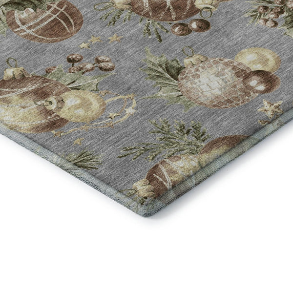 HomeRoots 5' X 8' Chic Gray Brown Beige Polka Dot Area Rug - Washable, UV Protected, Family-Friendly Design! 702499