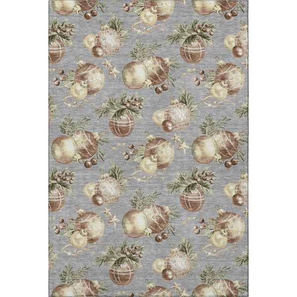 HomeRoots 8' X 10' Washable Polka Dot Area Rug in Gray, Brown & Beige - Durable UV Protected & Non-Slip Design 702501