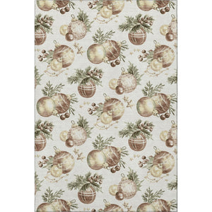 HomeRoots 9' X 12' Stylish Ivory Brown Beige Polka Dot Washable Area Rug with UV Protection for High-Traffic Homes 702508