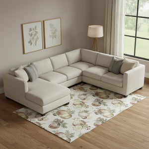 HomeRoots 9' X 12' Stylish Ivory Brown Beige Polka Dot Washable Area Rug with UV Protection for High-Traffic Homes 702508